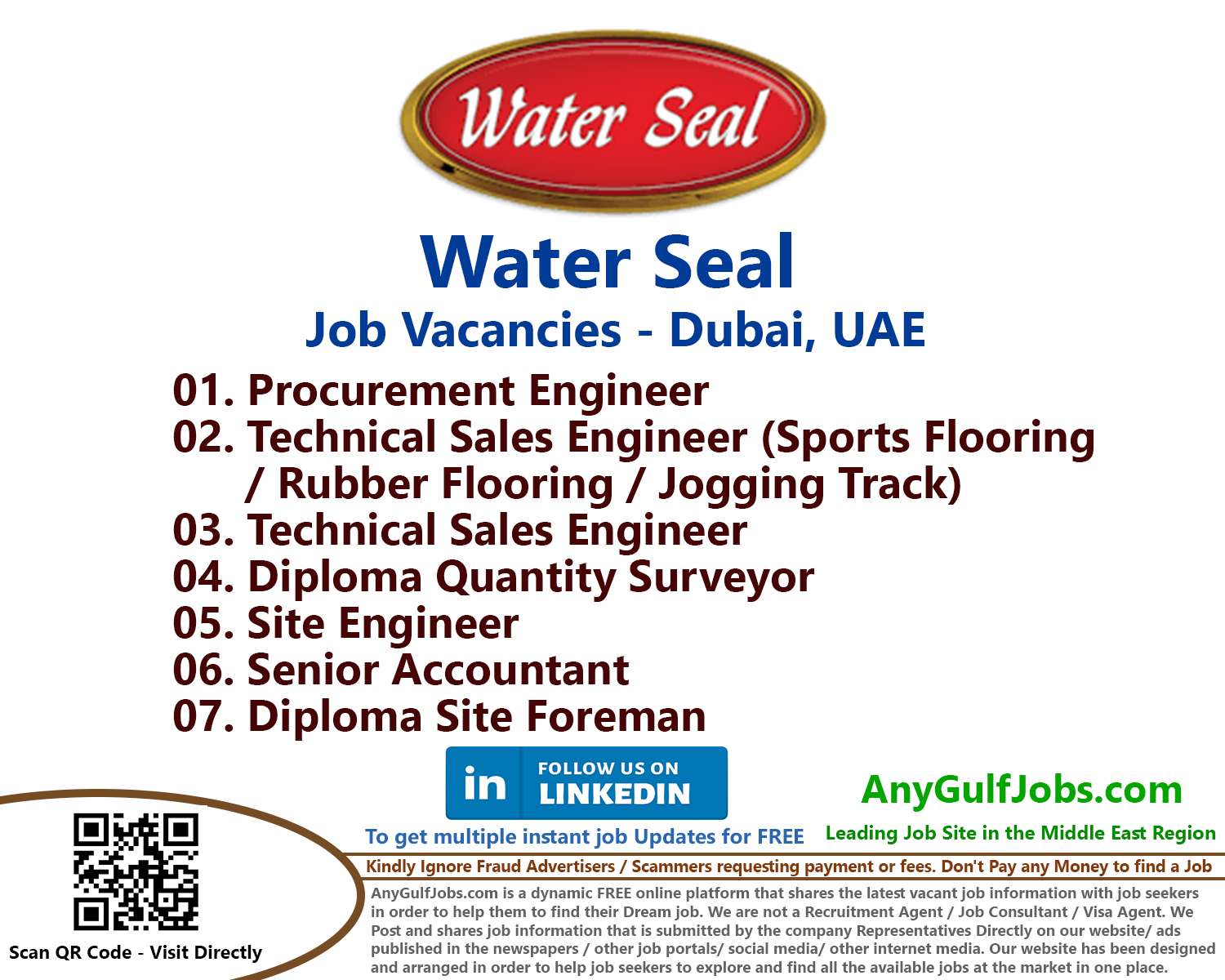 Water Seal Vacancies - United Arab Emirates