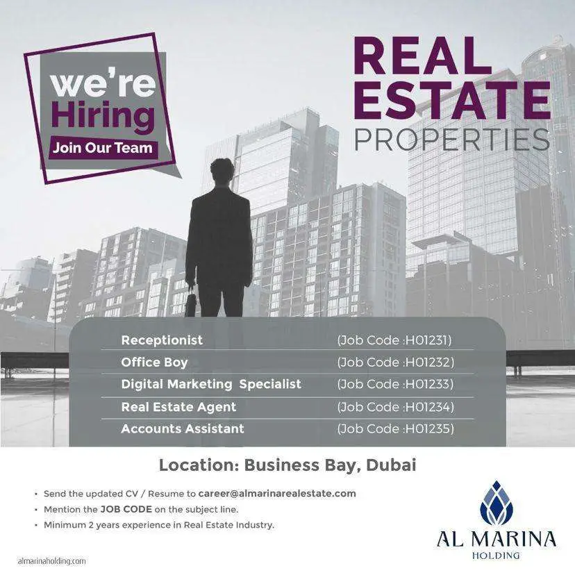 Vacancy - Multiple AL MARINA Job Vacancies