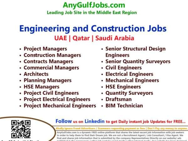 Engineering and Construction Jobs in UAE | Qatar | Saudi Arabia