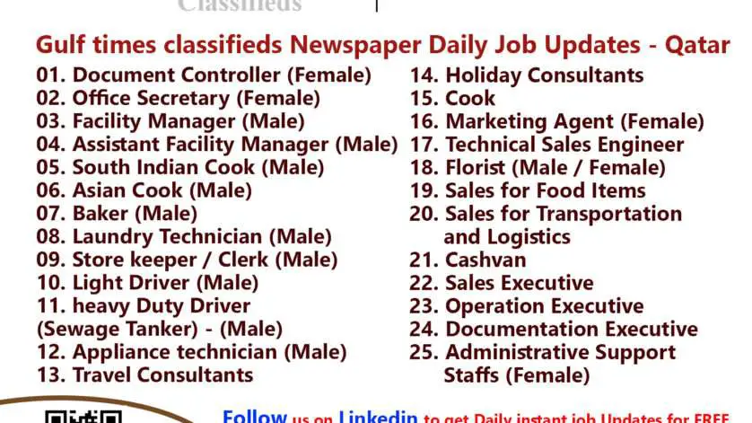 Gulf times classifieds Job Vacancies Qatar - 20 February 2023