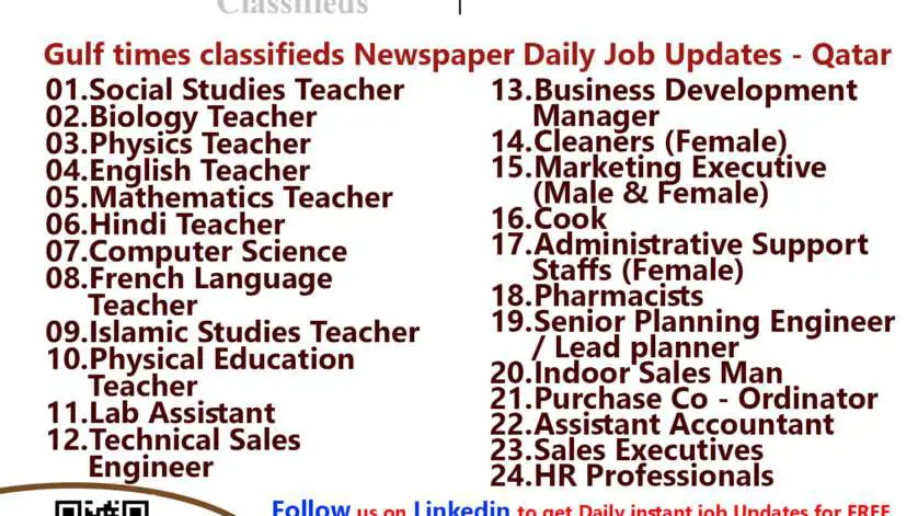 Gulf times classifieds Job Vacancies Qatar - 22 February 2023