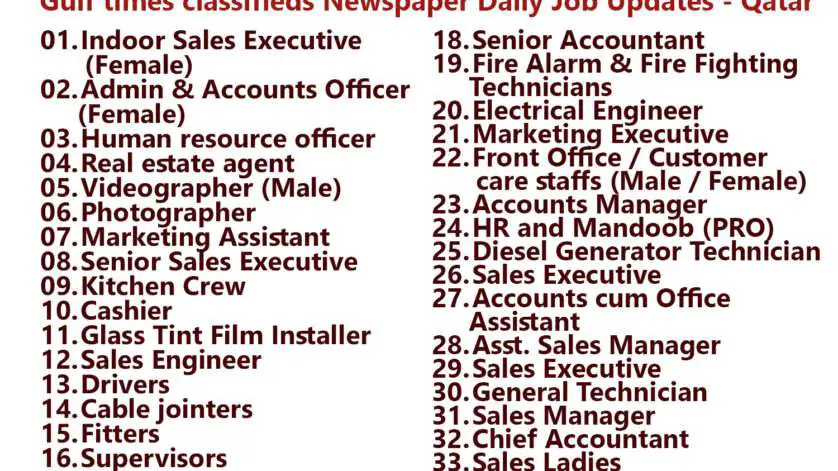 Gulf times classifieds Job Vacancies Qatar - 27 February 2023