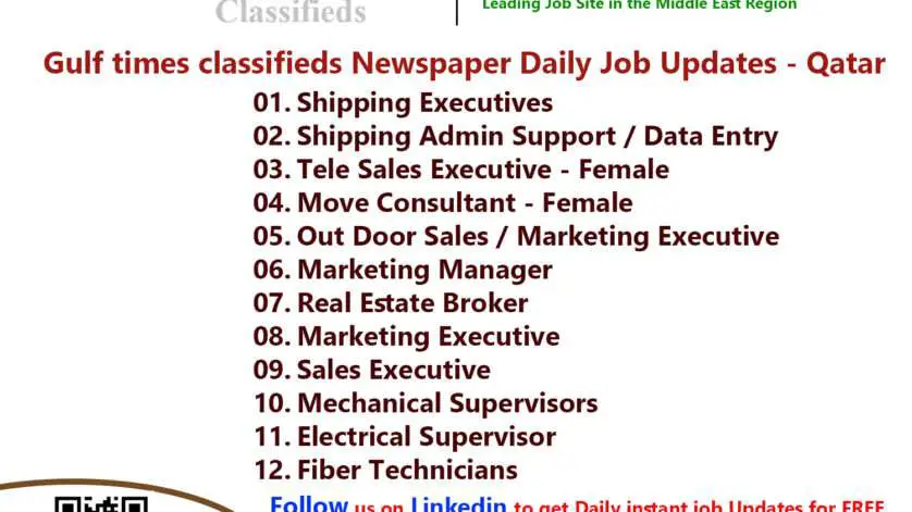 Gulf times classifieds Job Vacancies Qatar - 01 February 2023