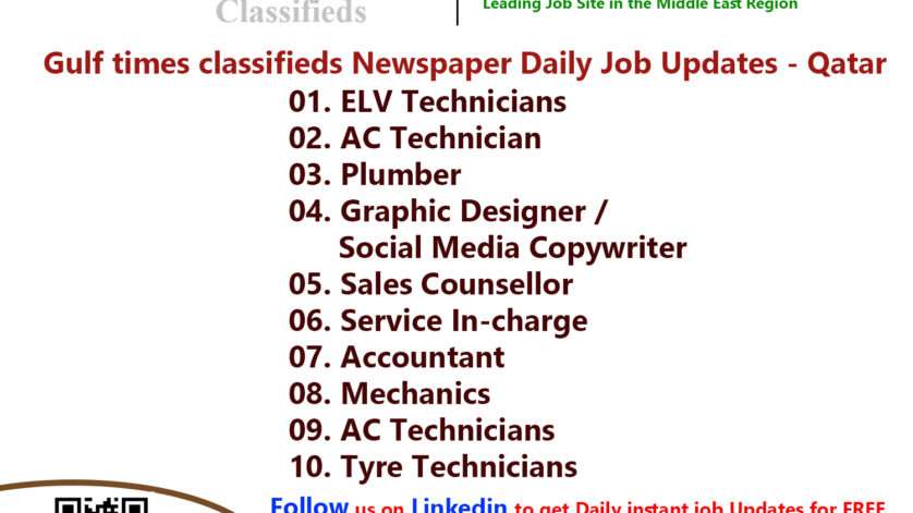 Gulf times classifieds Job Vacancies Qatar - 09 February 2023