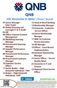 QNB Jobs | Careers - Oman - Qatar - Kuwait