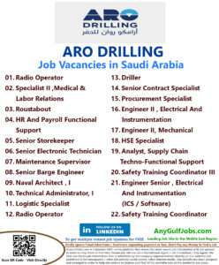 List of ARO DRILLING Jobs - Saudi Arabia