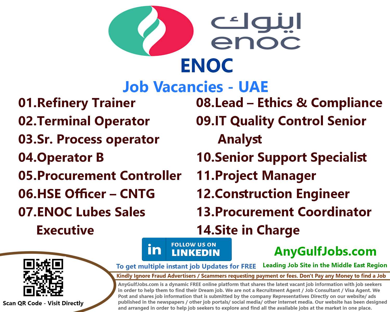List of ENOC Jobs - Dubai, UAE