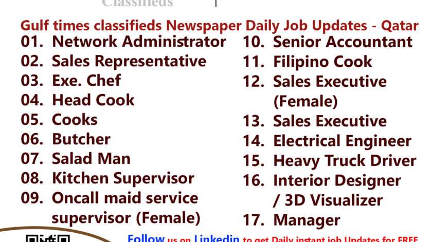 Gulf times classifieds Job Vacancies Qatar - 27 March 2023