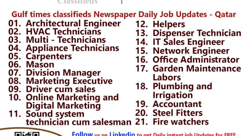 Gulf times classifieds Job Vacancies Qatar - 30 March 2023