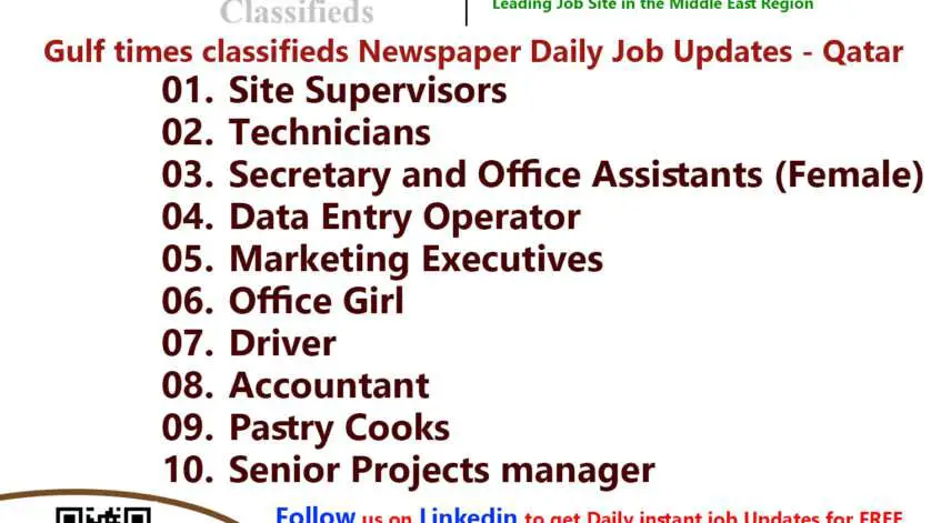 Gulf times classifieds Job Vacancies Qatar - 16 March 2023