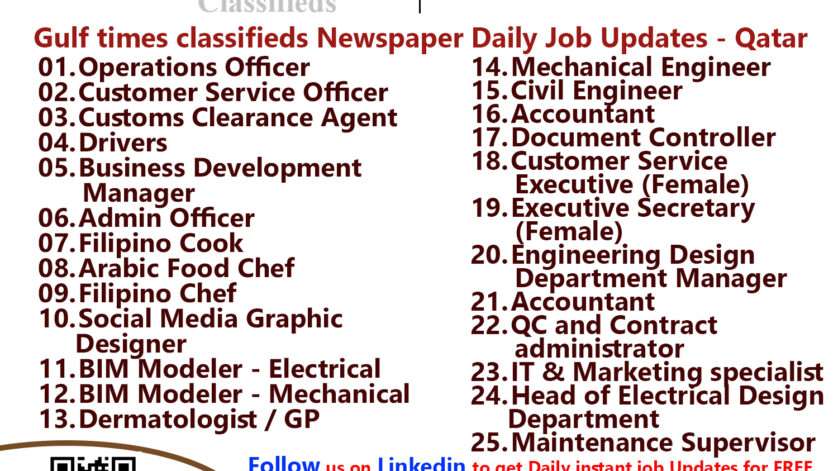 Gulf times classifieds Job Vacancies Qatar - 23 March 2023