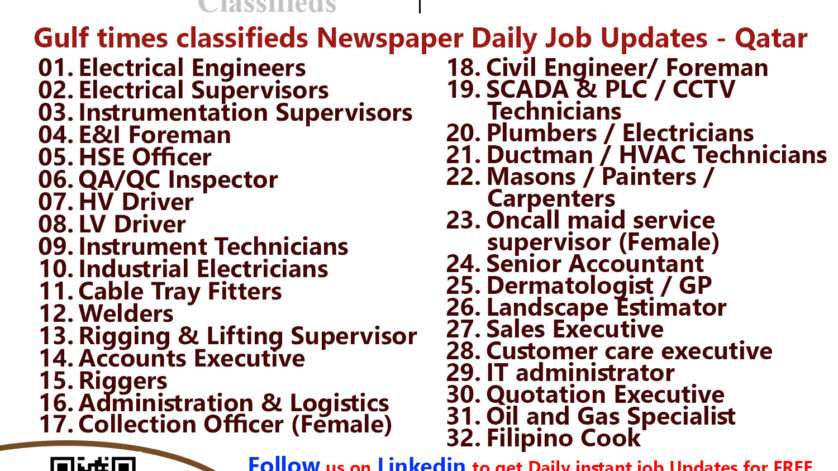 Gulf times classifieds Job Vacancies Qatar - 26 March 2023