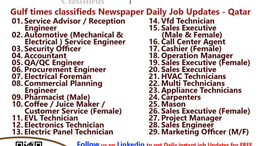 Gulf times classifieds Job Vacancies Qatar - 28 March 2023