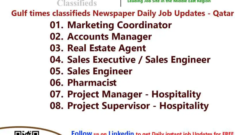 Gulf times classifieds Job Vacancies Qatar - 09 March 2023