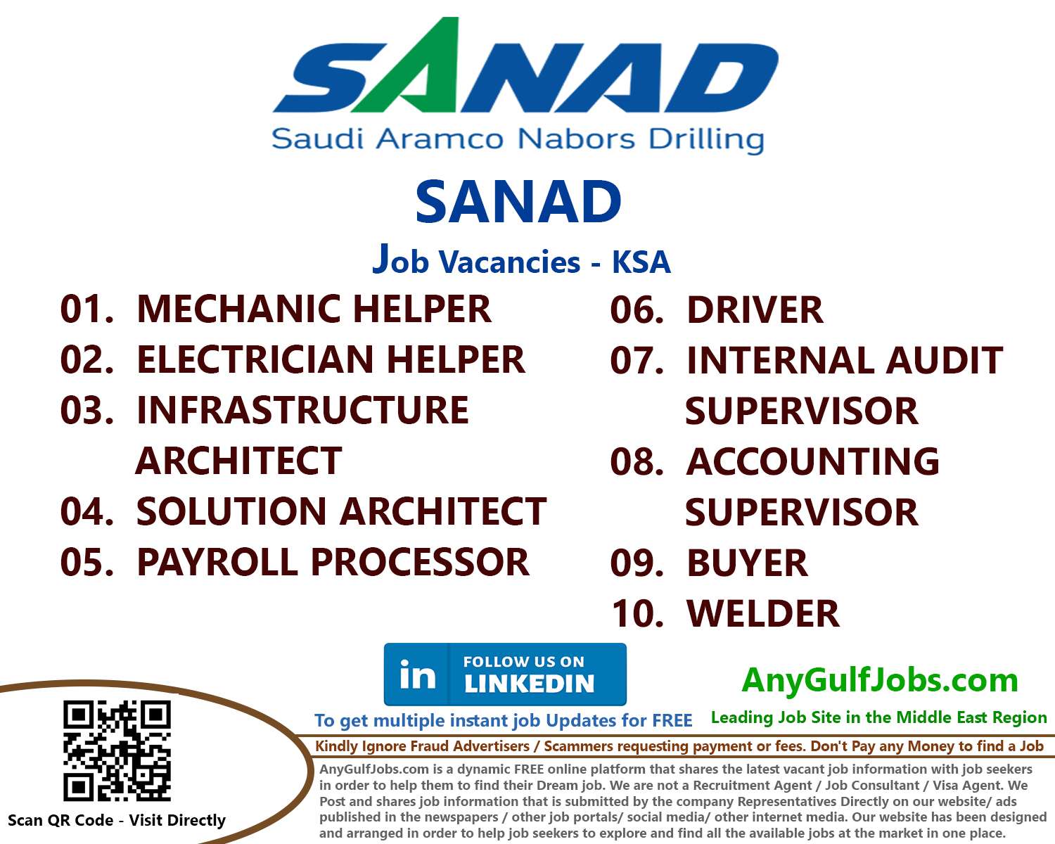 List of SANAD Jobs - KSA