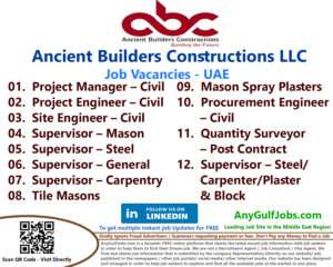 List of Ancient Builders Constructions LLC Jobs - UAE