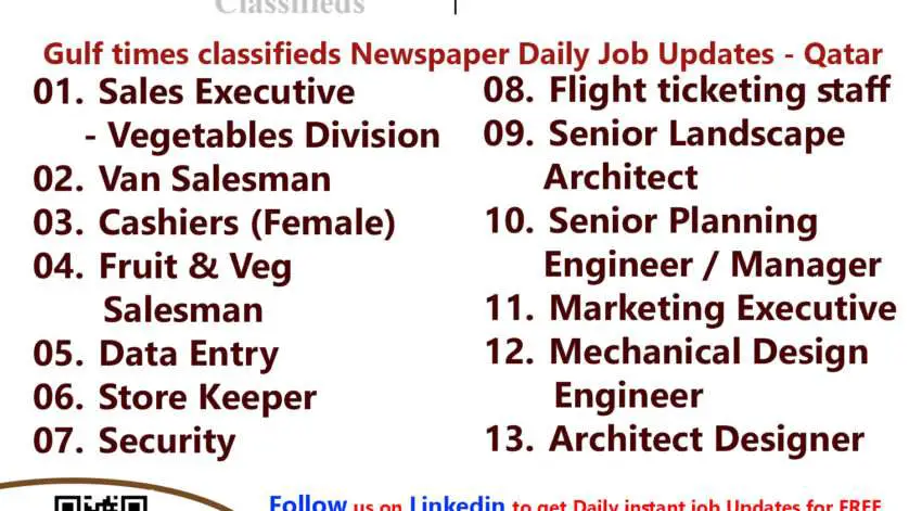 Gulf times classifieds Job Vacancies Qatar - 12 April 2023