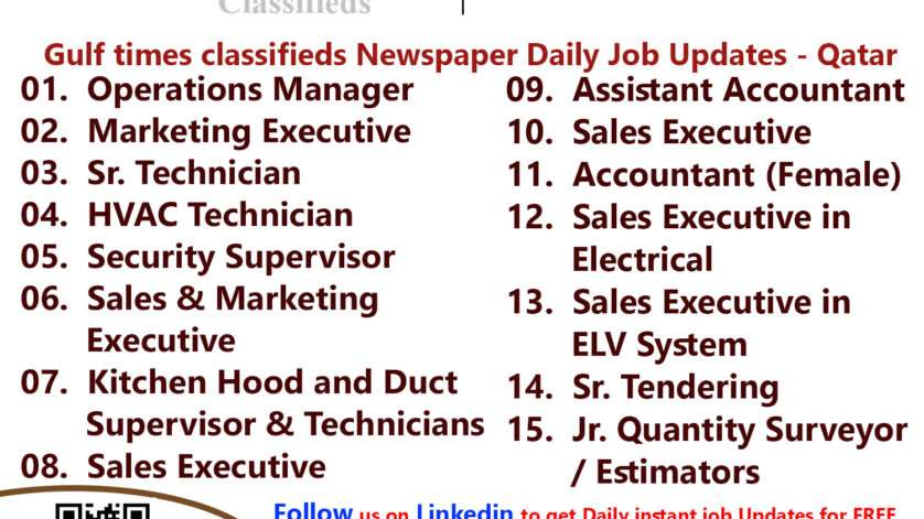 Gulf times classifieds Job Vacancies Qatar - 05 April 2023