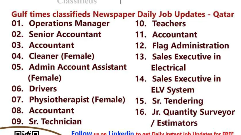 Gulf times classifieds Job Vacancies Qatar - 06 April 2023