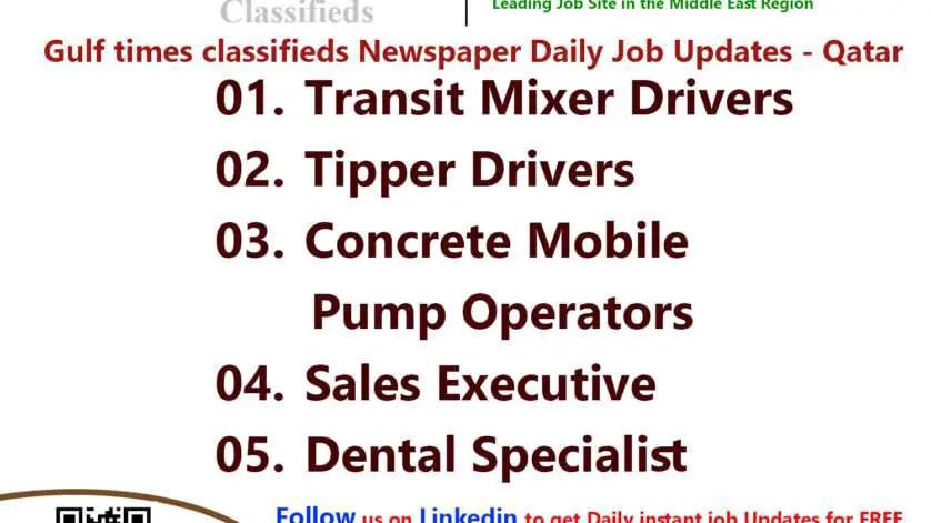 Gulf times classifieds Job Vacancies Qatar - 18 April 2023