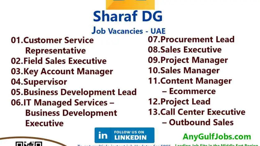 List of Sharaf DG Jobs - UAE