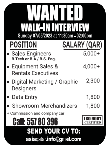 3 3 Gulf Times Classified Jobs - 04 May 2023