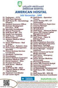 List of AMERICAN HOSPITAL Jobs - UAE