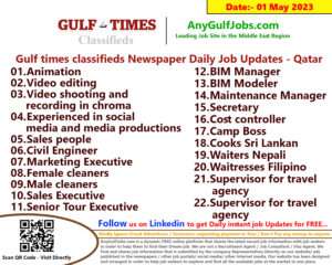 Gulf times classifieds Job Vacancies Qatar - 01 May 2023