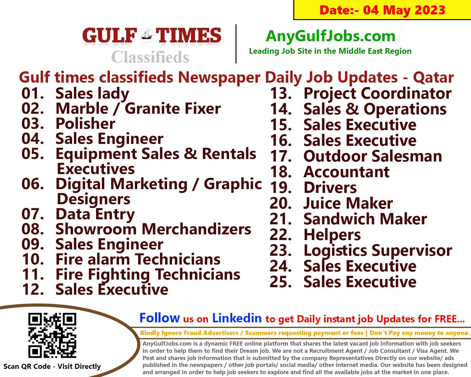 Gulf times classifieds Job Vacancies Qatar - 04 May 2023