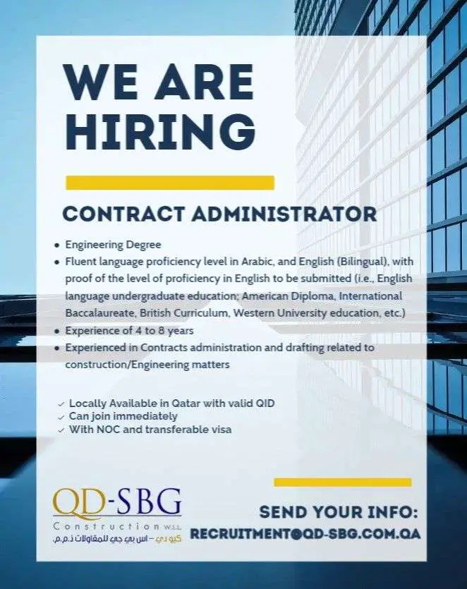 Job Vacancy - Contract Administrator - Doha, Qatar