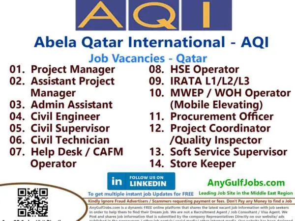 List of Abela Qatar International(AQI) Jobs - Qatar
