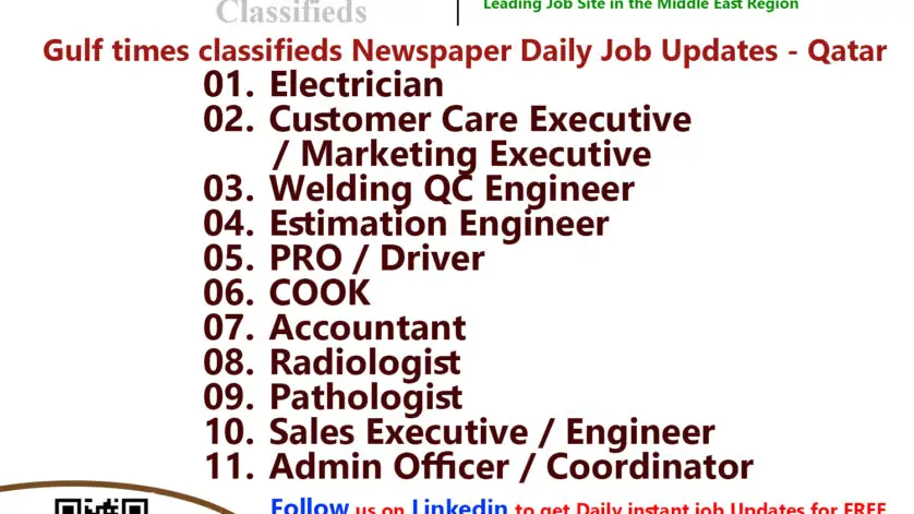 Gulf times classifieds Job Vacancies Qatar - 19 June 2023