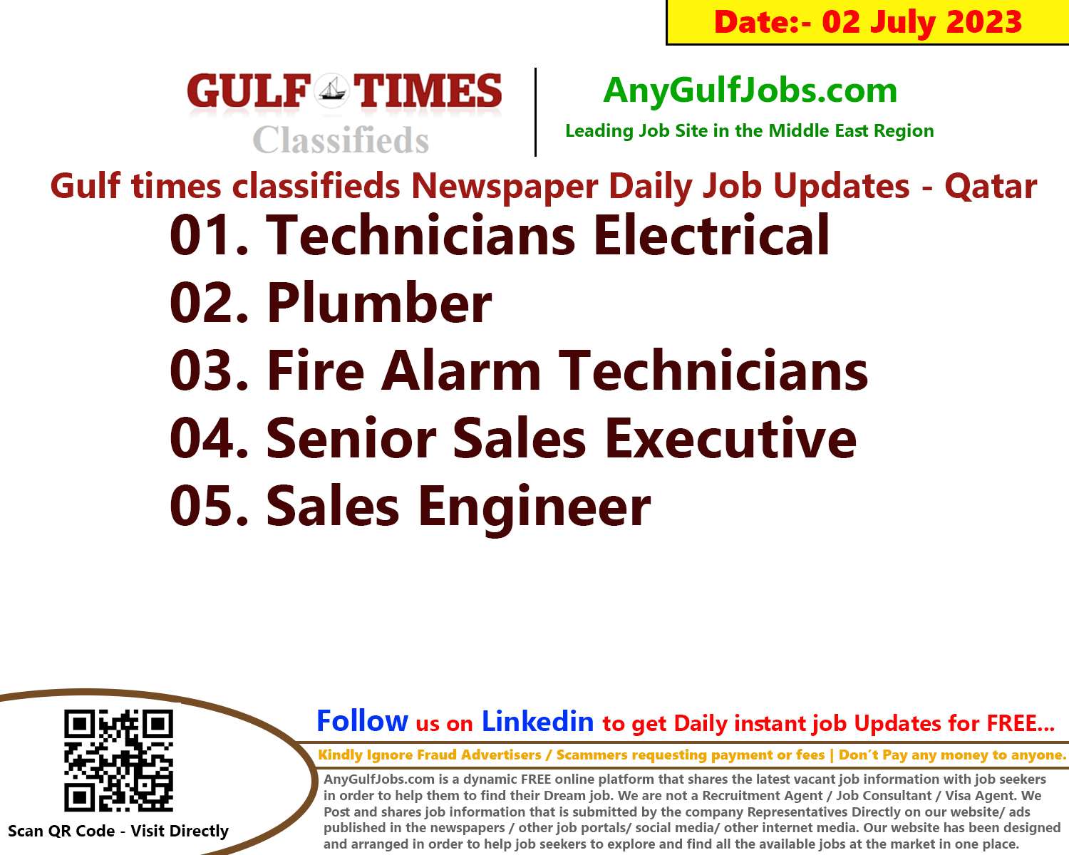 Gulf times classifieds Job Vacancies Qatar - 02 July 2023