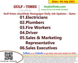 Gulf times classifieds Job Vacancies Qatar - 04 July 2023