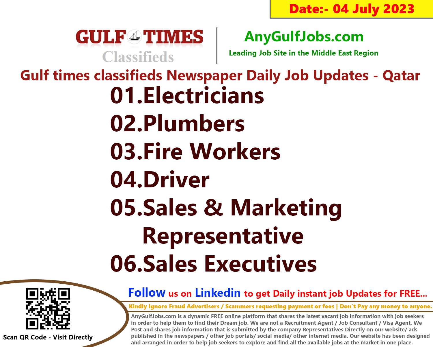 Gulf times classifieds Job Vacancies Qatar - 04 July 2023