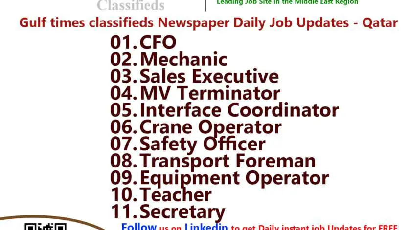 Gulf times classifieds Job Vacancies Qatar - 18 July 2023