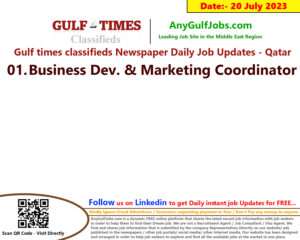 Gulf times classifieds Job Vacancies Qatar - 20 July 2023