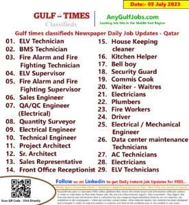 Gulf times classifieds Job Vacancies Qatar - 05 July 2023