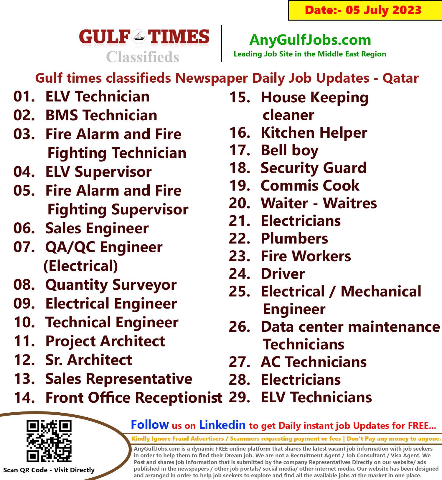 Gulf times classifieds Job Vacancies Qatar - 05 July 2023