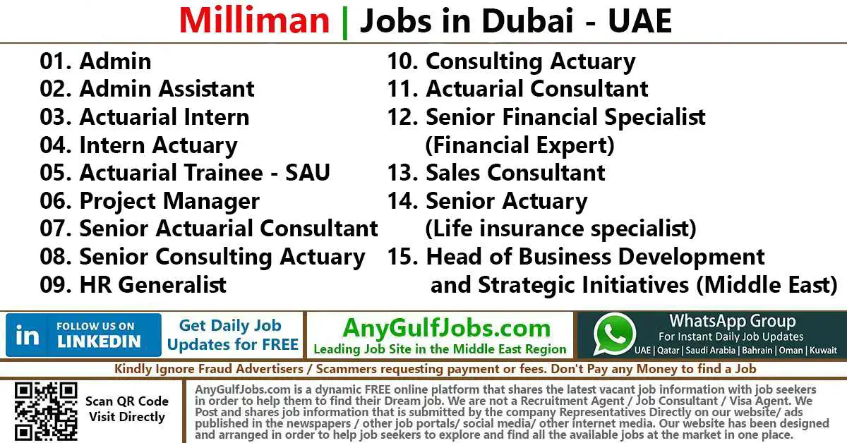 Milliman Jobs in Dubai | UAE