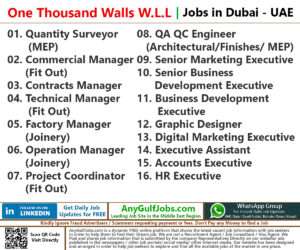 One Thousand Walls W.L.L Job Vacancies in Doha, Qatar