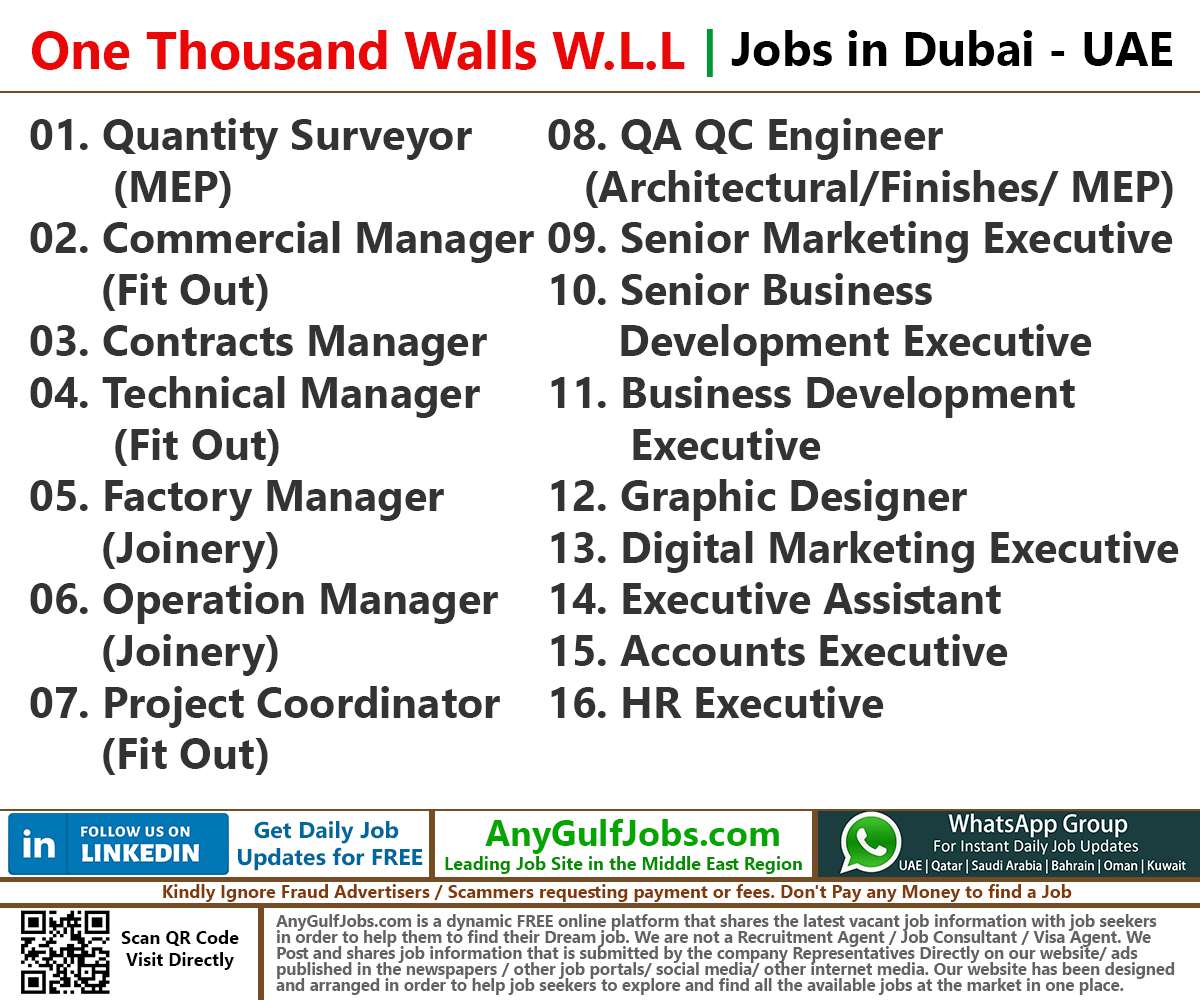 One Thousand Walls W.L.L Job Vacancies in Doha, Qatar