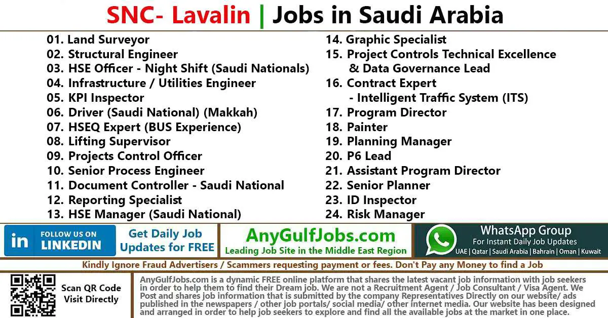 SNC- Lavalin Jobs in Saudi Arabia
