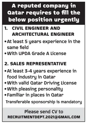 1 8 Gulf Times Classified Jobs - 13 August 2023