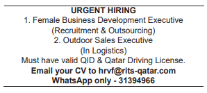 4 6 Gulf Times Classified Jobs - 10 August 2023