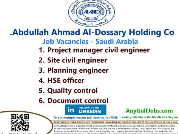 List of Abdullah Ahmad Al-Dossary Holding Co. Jobs - Saudi Arabia