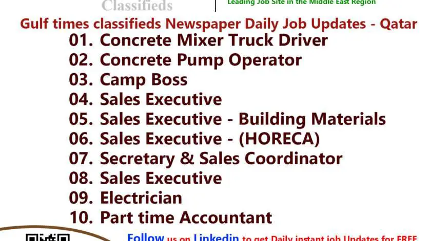 Gulf times classifieds Job Vacancies Qatar - 02 August 2023