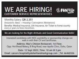 1 5 Gulf Times Classified Jobs - 11 September 2023