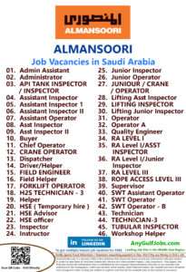 List of ALMANSOORI Jobs - Saudi Arabia