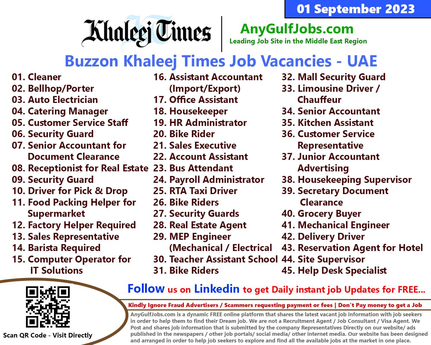 Buzzon Khaleej Times Classifieds News Paper Jobs | UAE - Khaleej Times News Paper Jobs – 01 September 2023
